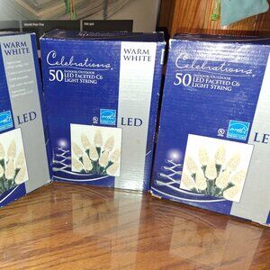 NEW IN BOX ACE HARDWARE LED FACETED SOFT 50 WHITE CHRISTMAS LIGHTS IN BOX